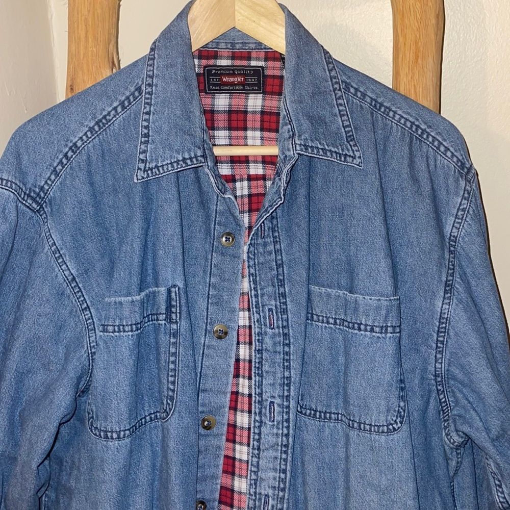 RARE Vintage Wrangler Denim Flannel Lined Shirt Jacket